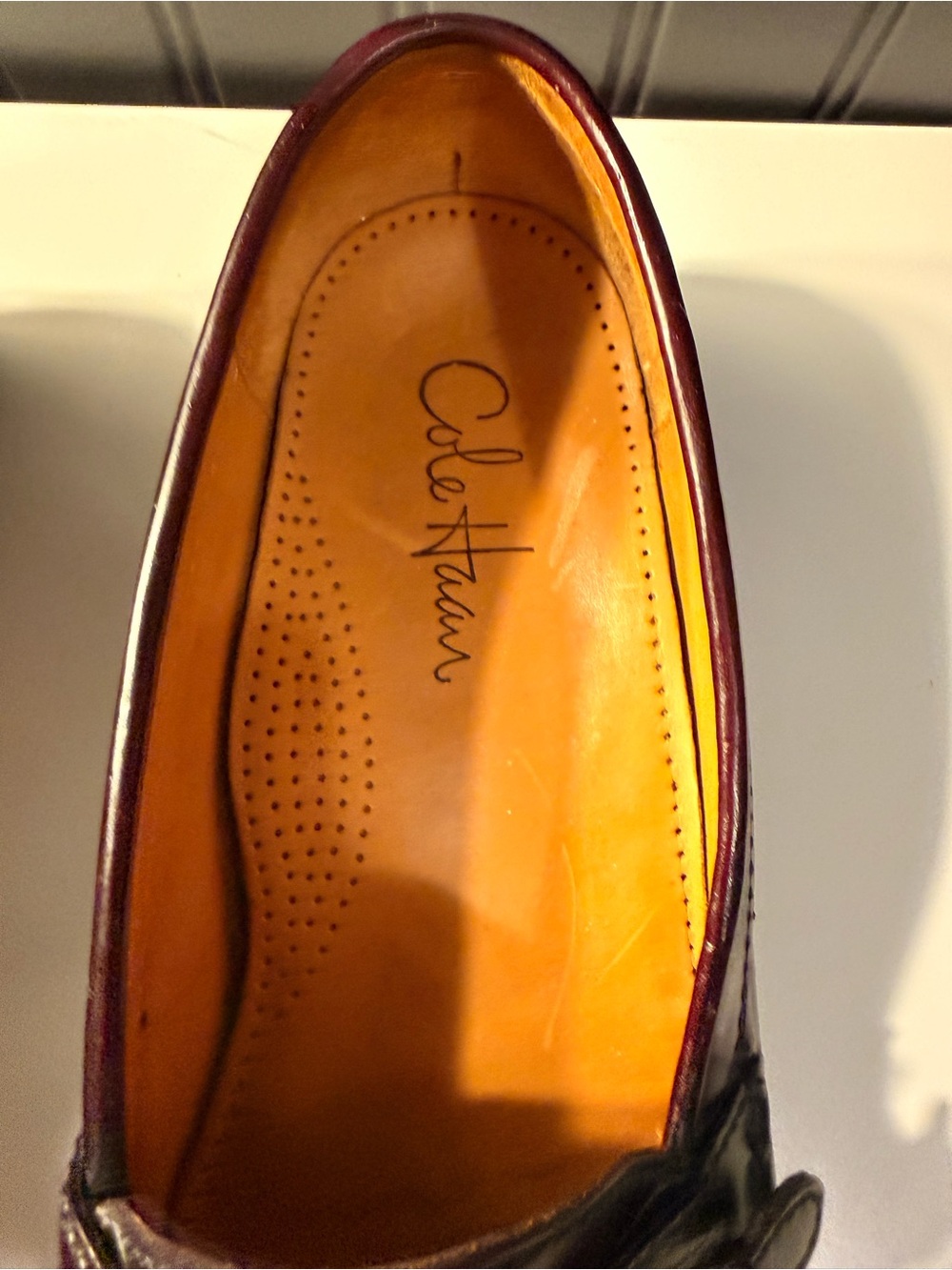 Cole Haan men's burgundy leather kiltie buckle monk strap loafers 9.5d - Picture 3 of 16